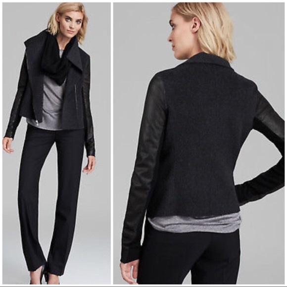 VINCE wool and leather jacket - Picture 1 of 8